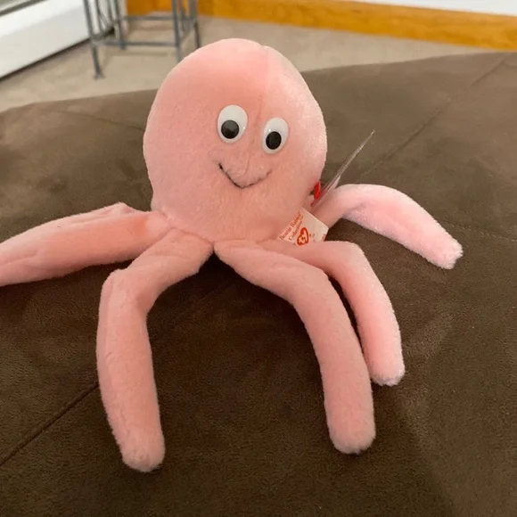 Ty Toys Ty Beanie Babies Baby Inky Octopus Squid Rare Plush